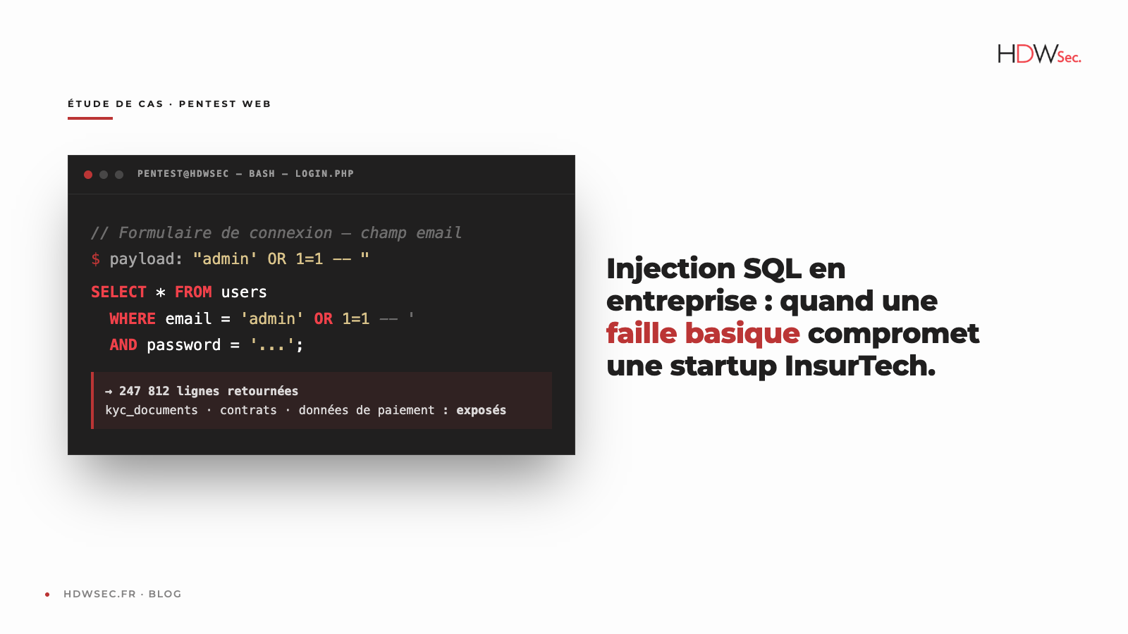 Injection SQL en entreprise : quand une faille basique compromet une startup InsurTech